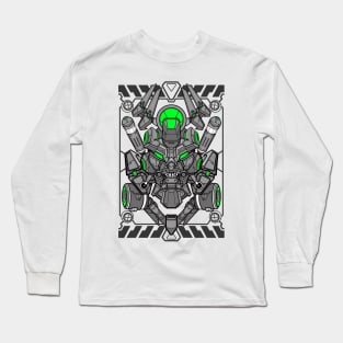 Mecha steampunk skull mask helmet design Long Sleeve T-Shirt